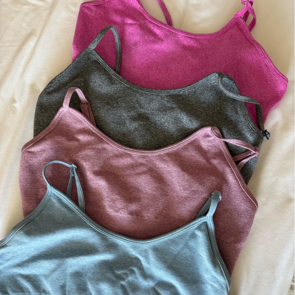 Amazon Women’s Seamless Bandeau Tank Set - Fuchsia, Charcoal, Mauve, Slate Blue